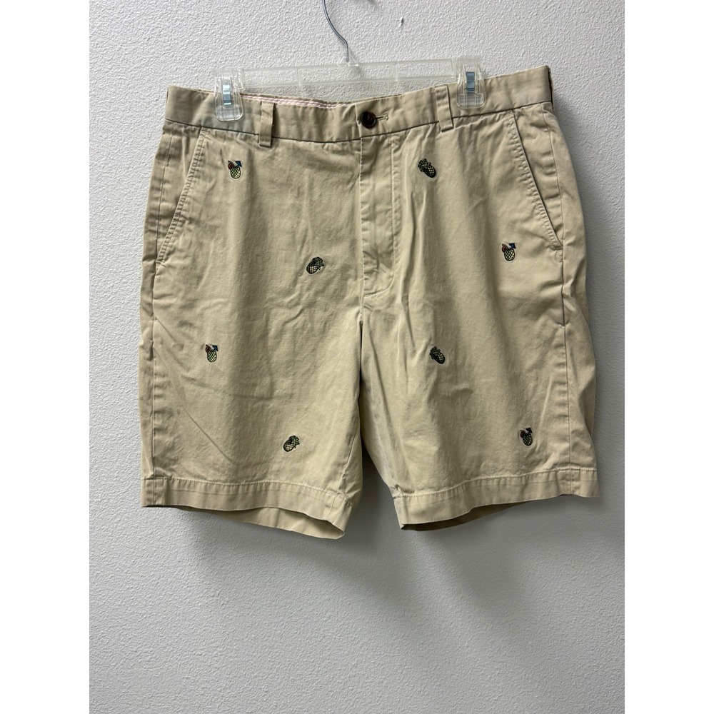 Brooks Brothers Men's Khaki Pineapple Embroidered Shorts‎ Golf Preppy Vacation